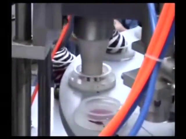 Semiautomatisk Mini Rotary Ice Cream Cup Fyllnings- och tätningsmaskin